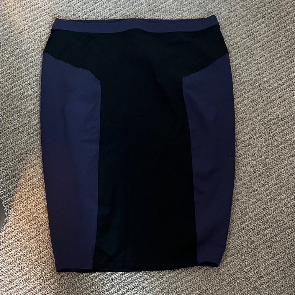 Leith Black and Purple Midi Skirt